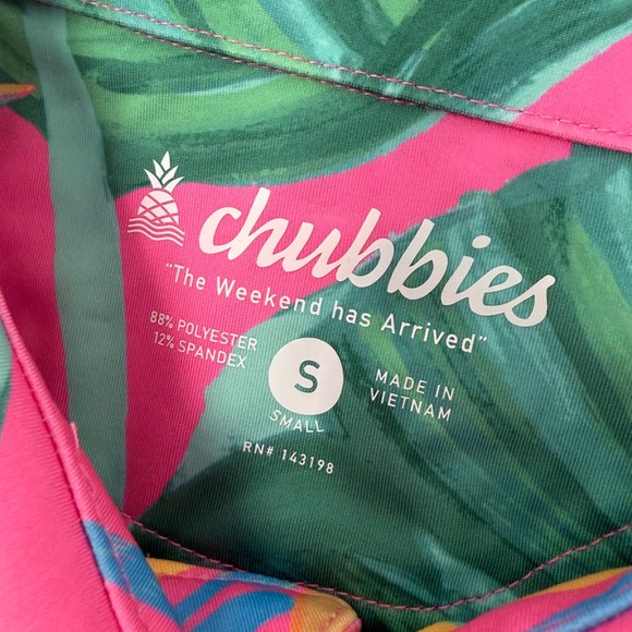 Chubbies‎ The Birds Of Paradise Performance Polo Men's Small Pink Tropical NEW - Picture 2 of 8